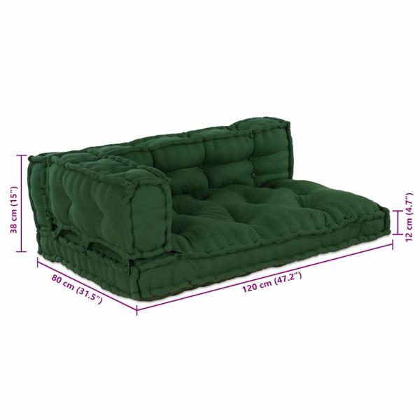 Paletten-Sofa-Kissen mit Arm- und Rückenlehne in Grün aus Stoff
