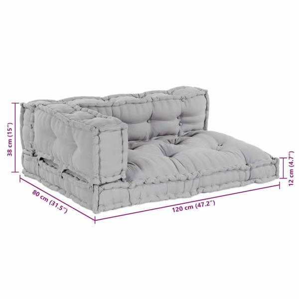 Palettensofa-Kissen mit Arm- und Rückenstütze in Grau