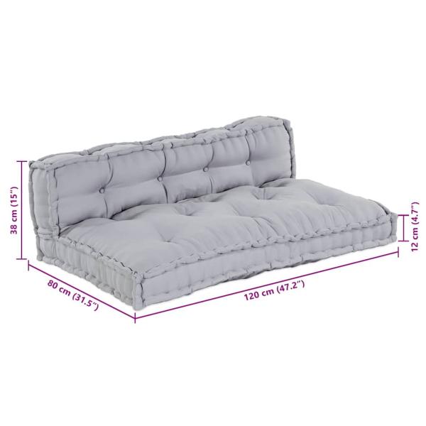 Palettensofa Kissen mit Rückenlehne Grau Stoff