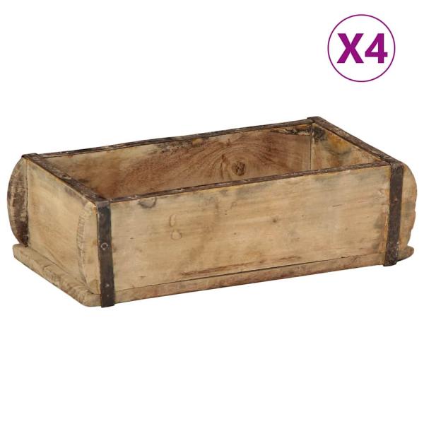ARDEBO.de - Tabletts 4 Stück 30x15x9 cm Massivholz Wiederverwertet