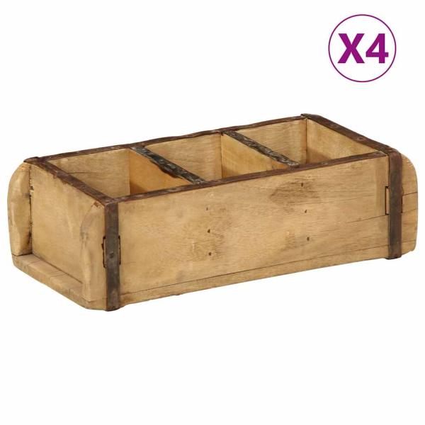 ARDEBO.de - Tabletts 4 Stück 30x14x9 cm Massivholz Recycelt