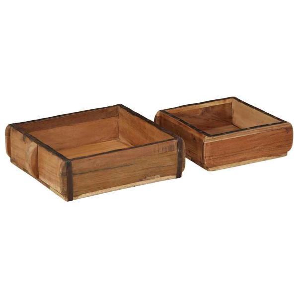 ARDEBO.de - 2-teiliges Tablett-Set aus recyceltem Massivholz