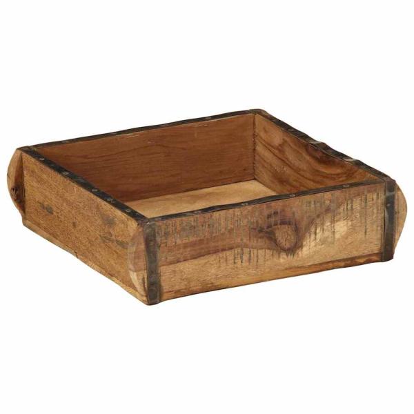Tablett 31x29x10 cm Aus Solidem Holz Wiederverwertet