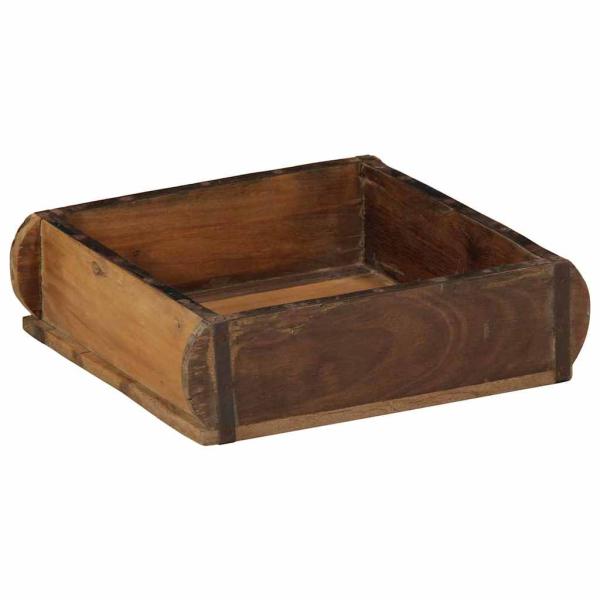 Tablett 31x29x10 cm Aus Solidem Holz Wiederverwertet