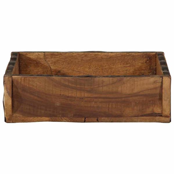 Tablett 31x29x10 cm Aus Solidem Holz Wiederverwertet