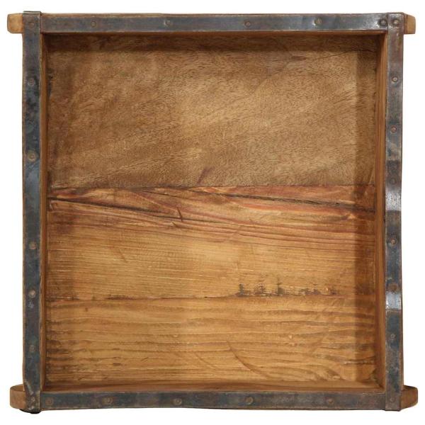 Tablett 31x29x10 cm Aus Solidem Holz Wiederverwertet