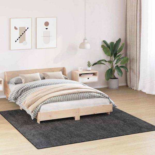 Flauschiger Teppich mit Latexrücken Dunkelgrau 200x200 cm
