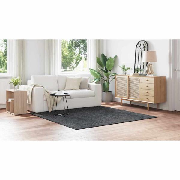 Flauschiger Teppich mit Latexrücken Dunkelgrau 200x200 cm