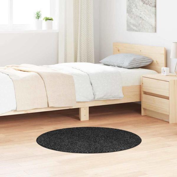 ARDEBO.de - Flauschiger Teppich mit Latexbasis Dunkelgrau ø90 cm