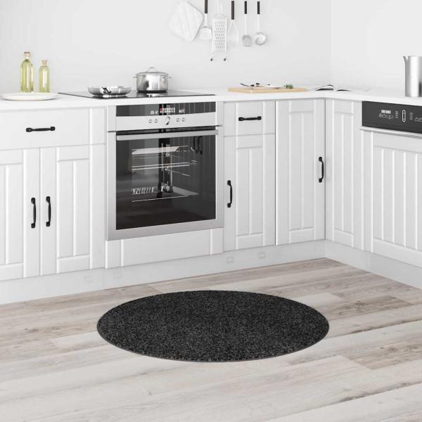 Flauschiger Teppich mit Latexbasis Dunkelgrau ø90 cm