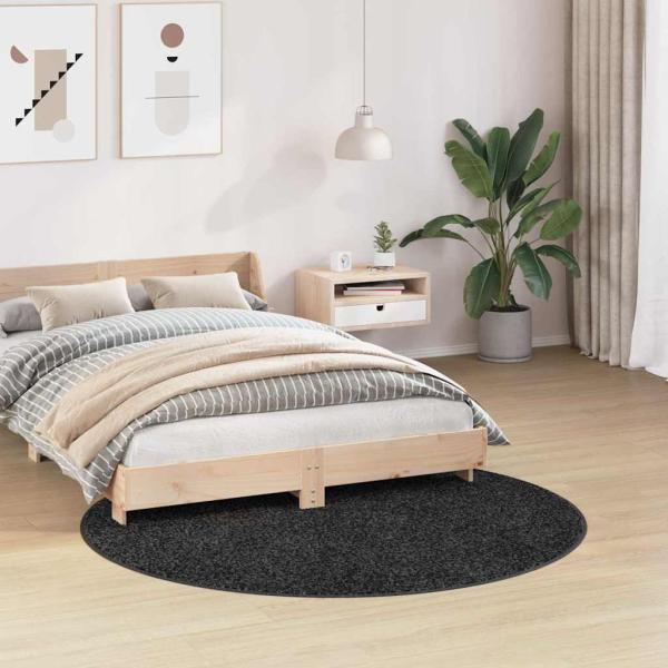 Flauschiger Teppich mit Latexrücken Dunkelgrau ø160 cm