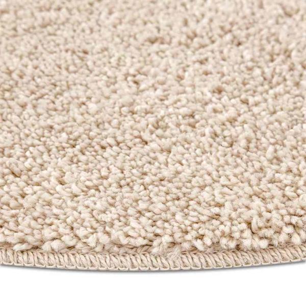 Flauschiger Teppich mit latexbeschichtetem Rücken Creme ø120 cm