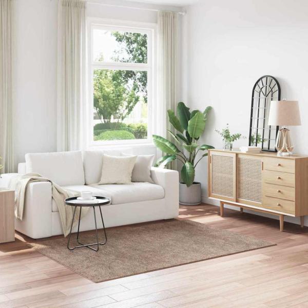 ARDEBO.de - Flauschiger Teppich mit Latexrücken Braun 140x200 cm