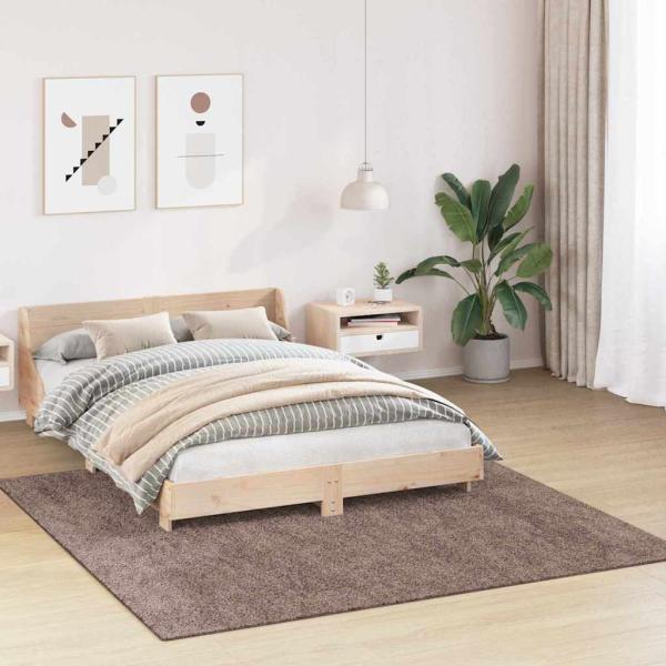 Flauschiger Teppich mit Latexboden Braun 200x200 cm
