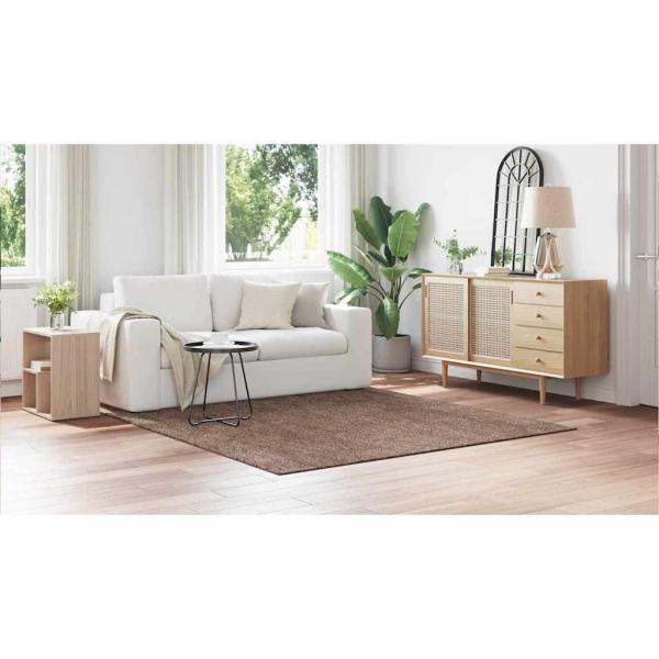 Flauschiger Teppich mit Latexboden Braun 200x200 cm