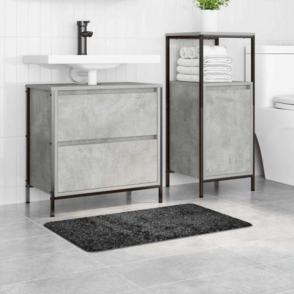 Badezimmermatte rechteckig Dunkelgrau 50x80 cm Polypropylen rutschfest