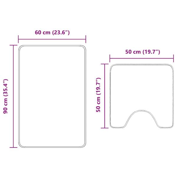 2er Set Badteppich Dunkelgrau Polypropylen Rutschfest