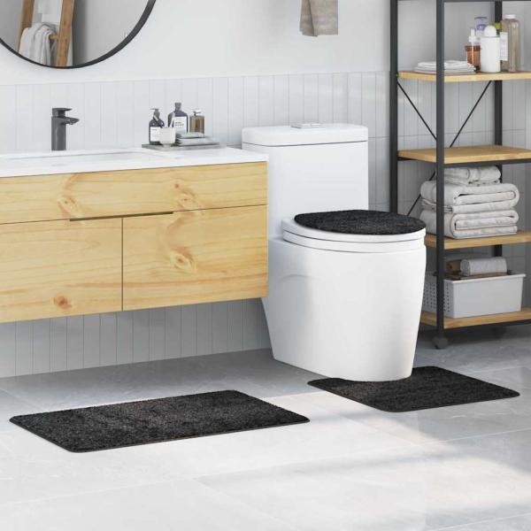 ARDEBO.de - 3-teiliges Badteppich-Set Dunkelgrau Polypropylen Rutschfest