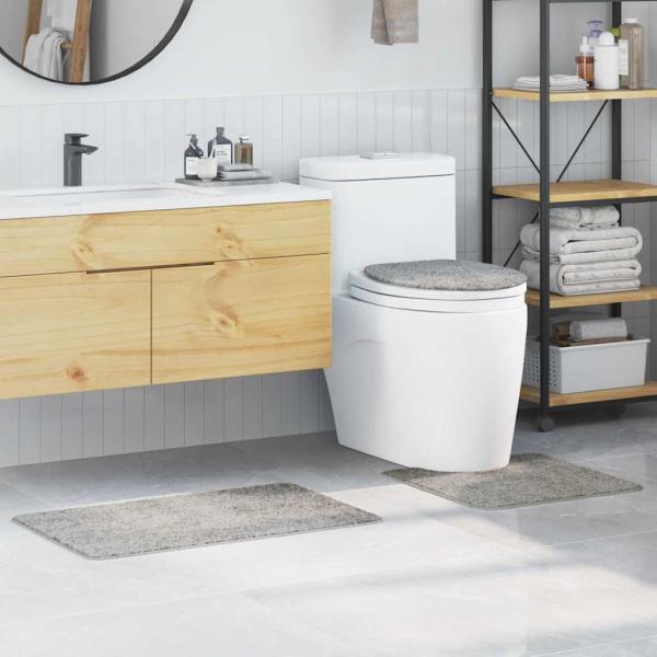 ARDEBO.de - 3-teiliges Badezimmermatten-Set Grau Polypropylen Rutschfest