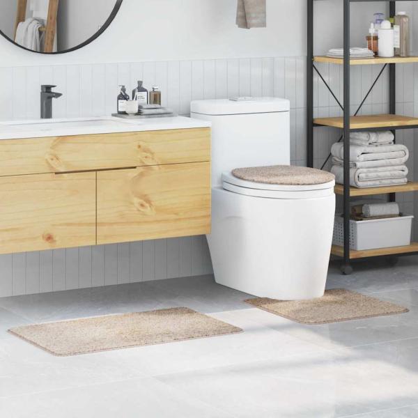 ARDEBO.de - 3-teiliges Badteppich-Set Creme Polypropylen Rutschfest