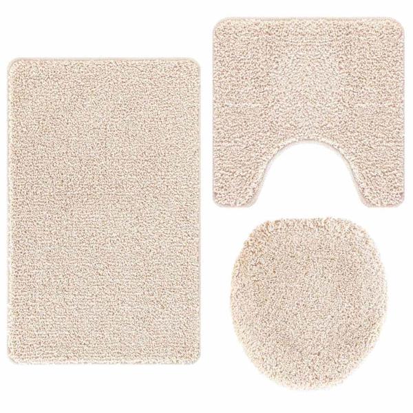 3-teiliges Badteppich-Set Creme Polypropylen Rutschfest