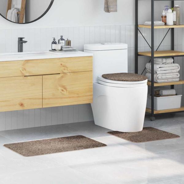 ARDEBO.de - 3-teiliges Badteppich-Set Braun Polypropylen Rutschfest