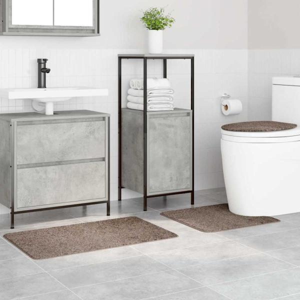 3-teiliges Badteppich-Set Braun Polypropylen Rutschfest