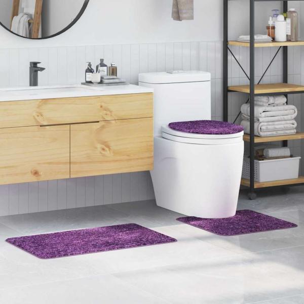 ARDEBO.de - 3-teiliges Badteppich-Set Lila Polypropylen Rutschfest