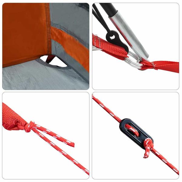 Familienzelt mit Fenstern Kuppel Grau und Orange für 6 Personen Wasserdicht