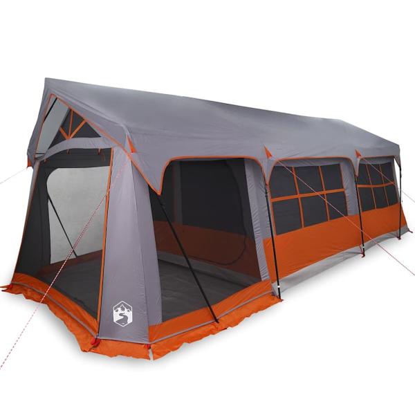 Camping-Zelt mit Fenstern Grau und Orange für 10 Personen Wasserdicht