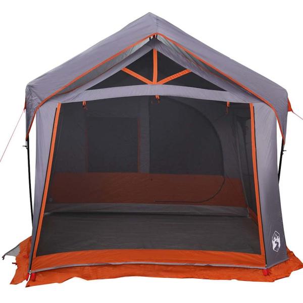 Camping-Zelt mit Fenstern Grau und Orange für 10 Personen Wasserdicht