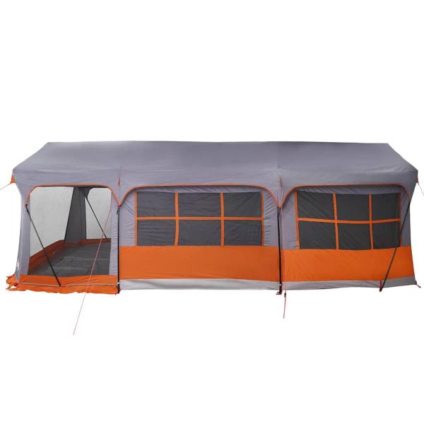 Camping-Zelt mit Fenstern Grau und Orange für 10 Personen Wasserdicht