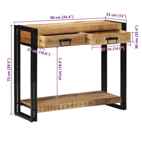 Konsolentisch 90x33x75 cm Aus massivem Mango-Holz