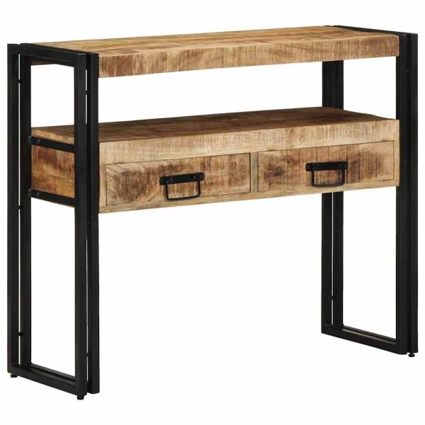 ARDEBO.de - Beistelltische Schwarz 90x33x75 cm aus massivem Mangoholz und Metall