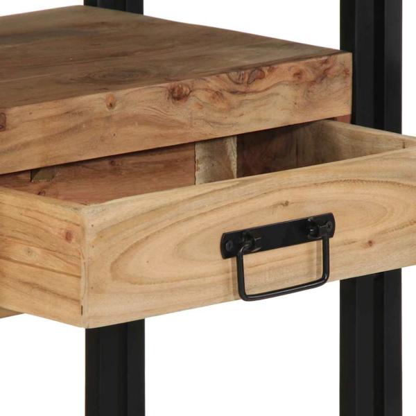 Konsole Schwarz 90x33x75 cm Massivholz Akazie und Metall