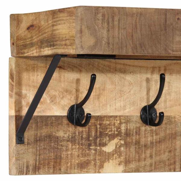Garderobenständer mit Regal Wandmontage aus massivem Mangoholz und Metall