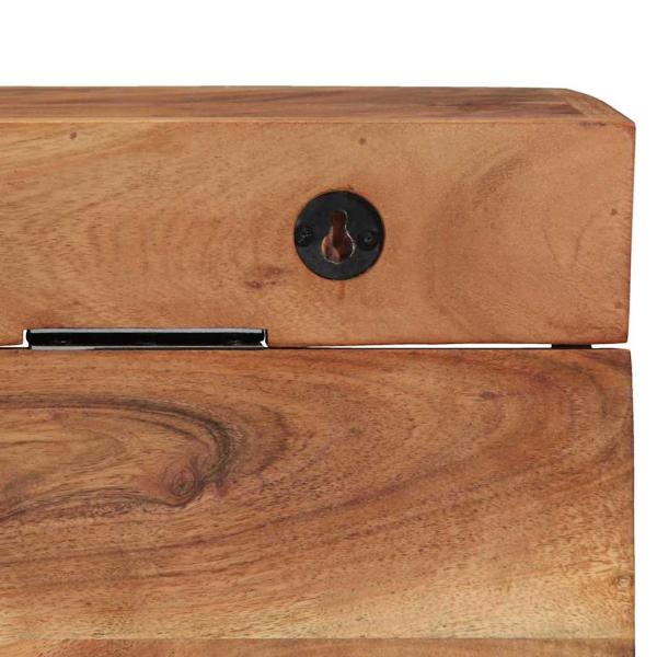 Garderobenständer mit Regal Wandmontiert aus massivem Akazienholz und Metall