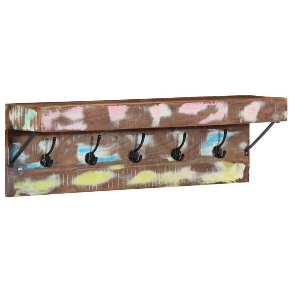 Garderobenständer mit Regal Wandmontiert aus massivem Altholz und Metall