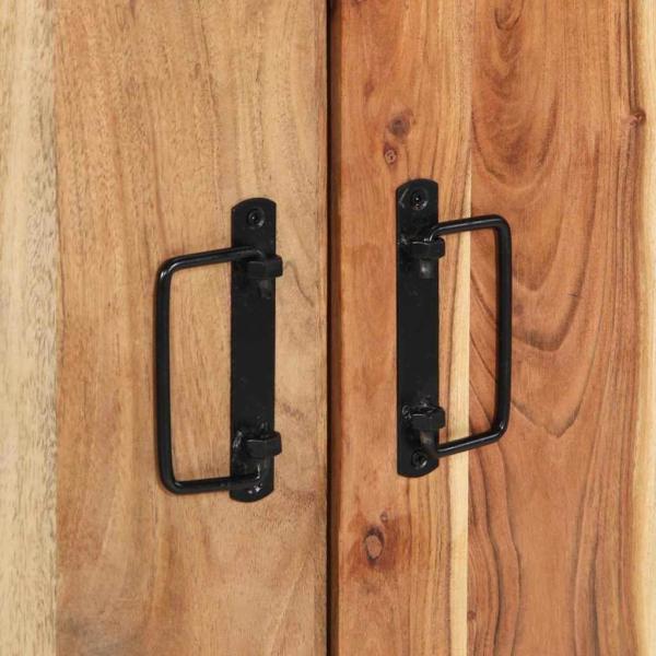 Schuhschrank Schwarz 30x30x40 cm Aus massivem Akazienholz und Stahl