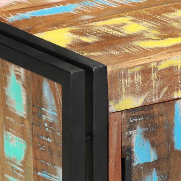 Schuhschrank Schwarz 30x30x40 cm Aus massivem Altholz und Stahl