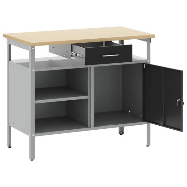 Werkbank mit Schubladen Schwarz und Grau 100 x 55 x 85 cm