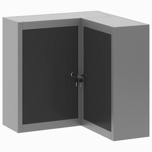 Eck-Werkzeugschrank Wandmontiert und abschließbar Schwarz Stahl