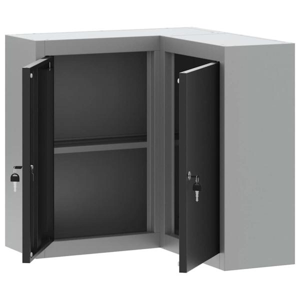 Eck-Werkzeugschrank Wandmontiert und abschließbar Schwarz Stahl