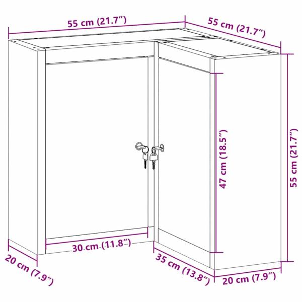 Eck-Werkzeugschrank Wandmontiert und abschließbar Schwarz Stahl