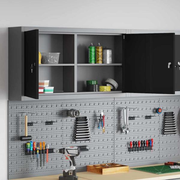 Werkzeugschrank Schwarz und Grau 100 x 20 x 55 cm Stahl