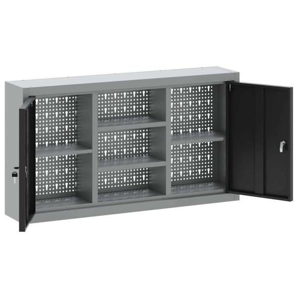 Werkzeugschrank Wandmontage mit Lochplatte Schwarz 100x20x55 cm Stahl