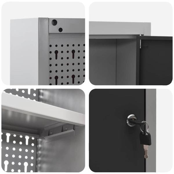 Werkzeugschrank Wandmontage mit Lochplatte Schwarz 100x20x55 cm Stahl