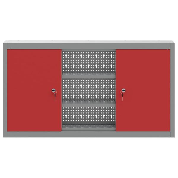 ARDEBO.de - Werkzeugschrank Wandmontage mit Werkzeugbrett Rot 100x20x55 cm Stahl