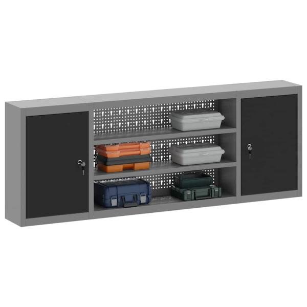 Werkzeugschrank Schwarz und Grau 150 x 20 x 55 cm Stahl
