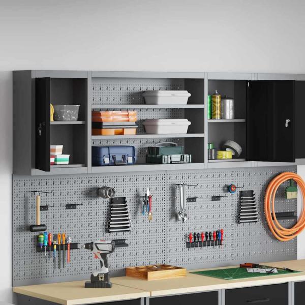 Werkzeugschrank Schwarz und Grau 150 x 20 x 55 cm Stahl